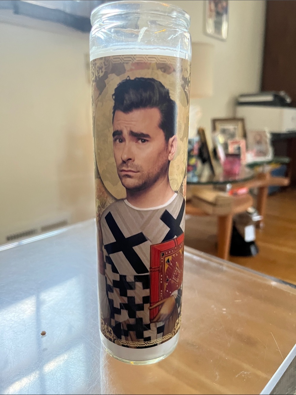 Novelty Decorative Prayer Candle - Gold and Cream